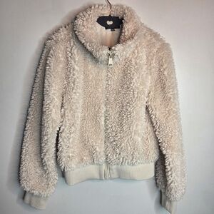 Zara Off White Cropped Teddy Jacket XS
